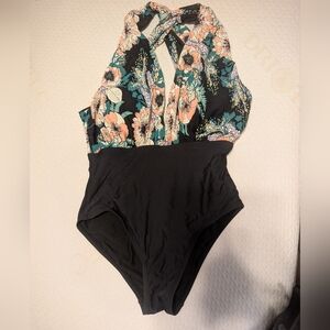 Floral Black One Piece Swimsuit